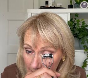 this warm autumn eye makeup for older eyes is perfect for fall, How to use an eyelash curler on mature eyes