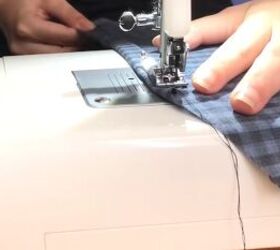 how to easily make a cute diy square neck top out of a men s shirt, Sewing the DIY square neck top
