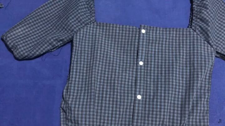 how to easily make a cute diy square neck top out of a men s shirt, Turning a shirt into a DIY square neck top