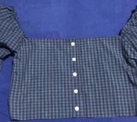 how to easily make a cute diy square neck top out of a men s shirt, Adding extra buttons to the top