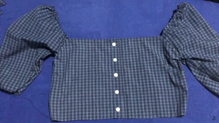 how to easily make a cute diy square neck top out of a men s shirt, Adding extra buttons to the top
