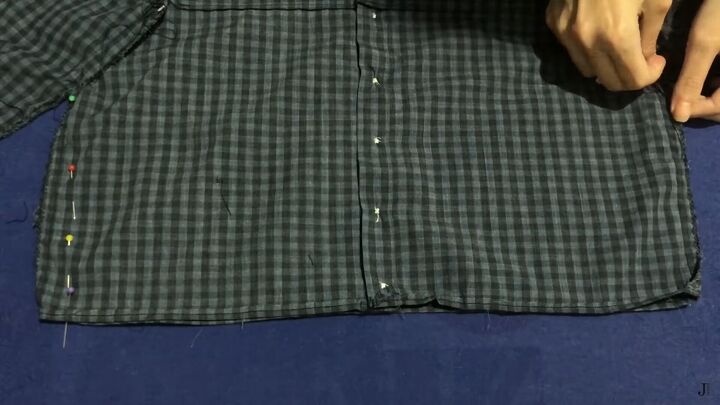 how to easily make a cute diy square neck top out of a men s shirt, Tapering the DIY square neck top