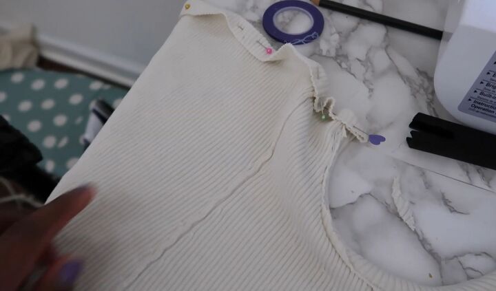 how to make a cute bustier corset top out of an old cardigan, How to make an easy corset top