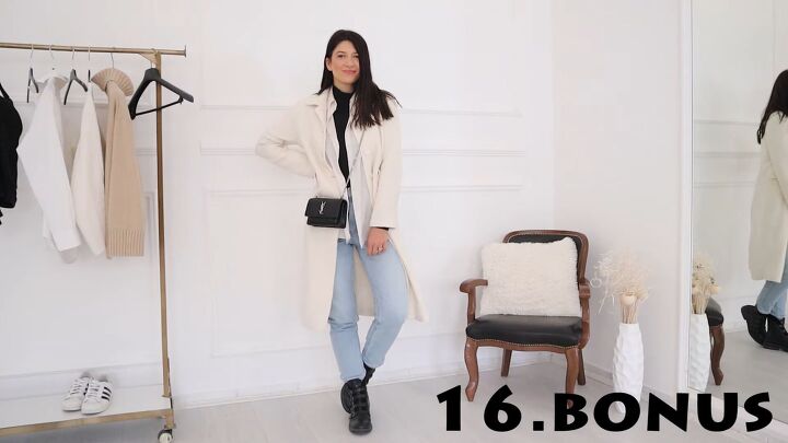 how a 10 piece fall capsule wardrobe can make 17 different outfits, Slimming fall capsule wardrobe outfit
