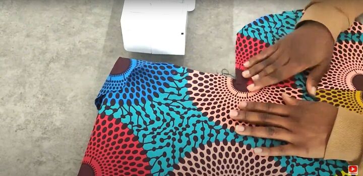 how to make an ankara dress with a pretty ruffle hem sleeves, Topstitching along the pockets