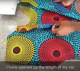 how to make an ankara dress with a pretty ruffle hem sleeves, Ripping the seams to add the zipper