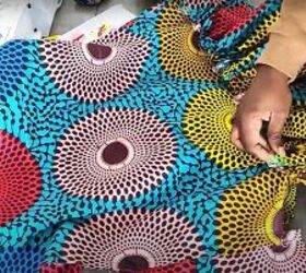 how to make an ankara dress with a pretty ruffle hem sleeves, Pinning the ruffle ready to sew