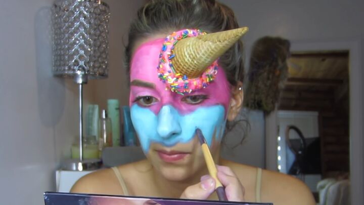 how to do cute ice cream makeup with face paint modeling clay, Adding dimension to the ice cream makeup