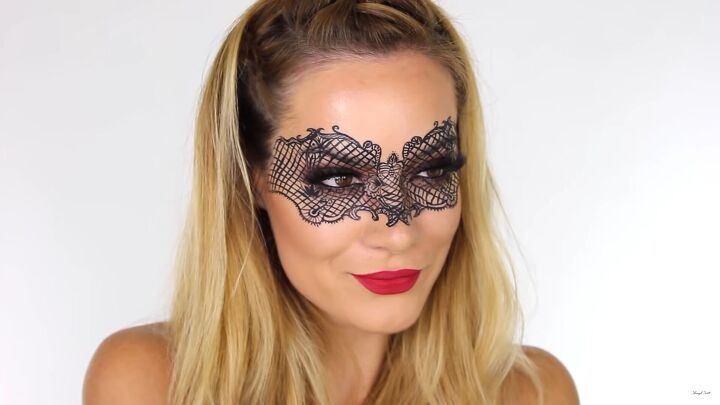 how to do intricate masquerade mask makeup with liquid eyeliner, Masquerade mask makeup