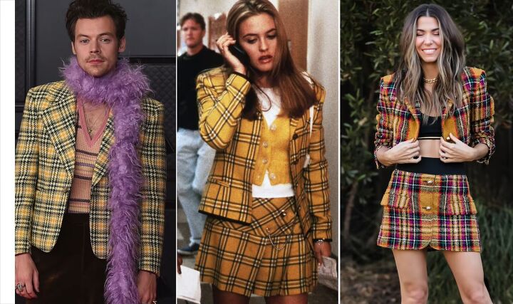 how to make a cher clueless halloween costume you can wear all year, Harry Styles Cher from Clueless and a DIY plaid two piece set