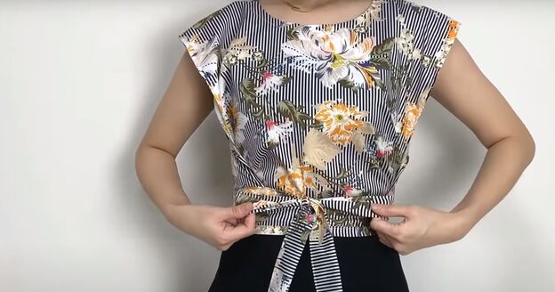 this pretty diy wrap tie top is so flattering simple to make, DIY wrap and tie top