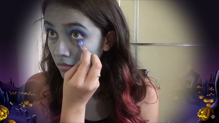how to do the nightmare before christmas sally costume makeup, How to do a Sally makeup look