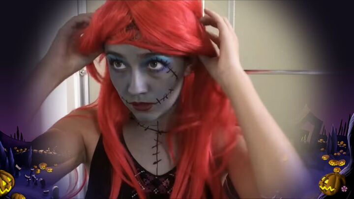 how to do the nightmare before christmas sally costume makeup, Orange wig for for the DIY Sally costume
