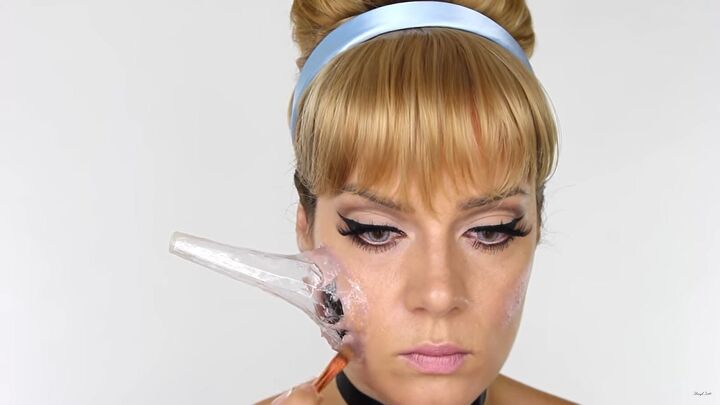 how to do scary halloween cinderella makeup with a glass slipper wound, Creating the Halloween Cinderella makeup
