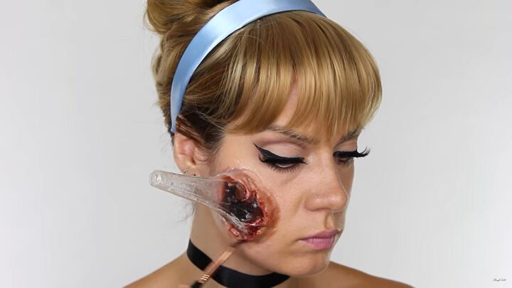 how to do scary halloween cinderella makeup with a glass slipper wound, Gory Cinderella Halloween makeup ideas