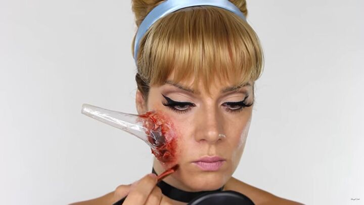 how to do scary halloween cinderella makeup with a glass slipper wound, How to do scary Cinderella makeup