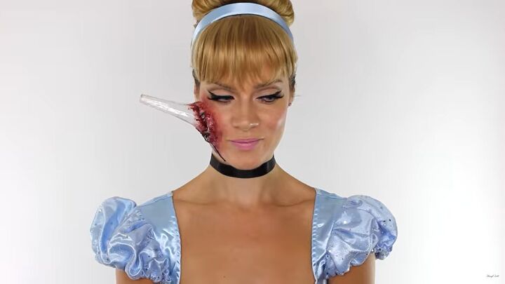 how to do scary halloween cinderella makeup with a glass slipper wound, Halloween Cinderella makeup
