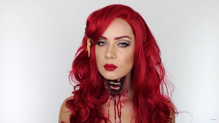 this gory ariel little mermaid makeup look is perfect for halloween, Ariel Little Mermaid Halloween makeup