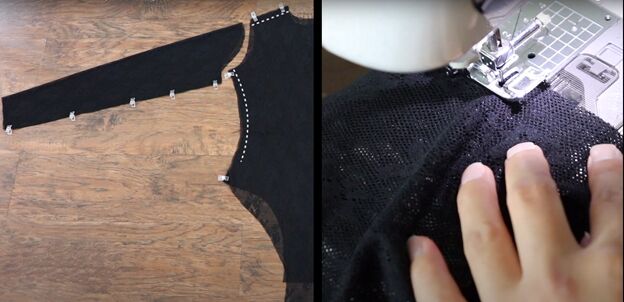 how to make a sexy black lace bodysuit in 8 simple steps, Sewing a bodysuit at the side seams