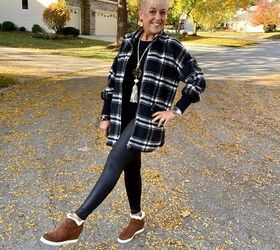 stylish monday and link up party october 2021, Shacket Flair on Third Black Long Sleeved T Shirt My Closet Leggings Spanx Fur Lined Booties My Closet
