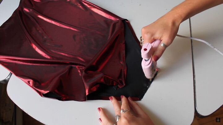 how to make a fierce zoya the destroya from glow costume for halloween, Gluing the crotch of the bodysuit