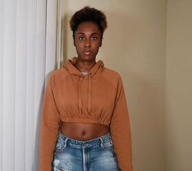 how to quickly easily crop a hoodie in 4 simple steps, DIY cropped hoodie with elastic waist