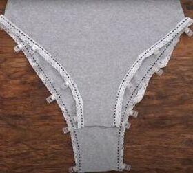 how to make a cute fall inspired bodysuit with long sleeves, Sewing lace trim on the bodysuit bottom