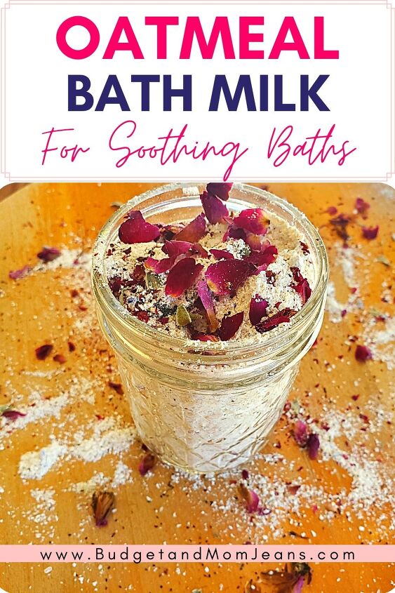 homemade oatmeal bath with rose buds and lavender