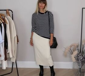 how to style a bodycon dress in 10 different elegant ways, Bodycon dress with a Breton top
