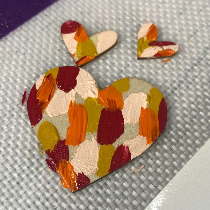 hand painted autumn heart brooch diy