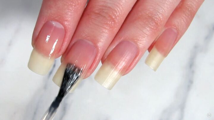 how to do a your nails but better look with sheer milky nail polish, Applying a base coat to nails