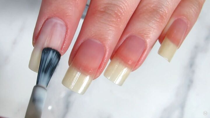 how to do a your nails but better look with sheer milky nail polish, Applying the first layer of sheer nail polish