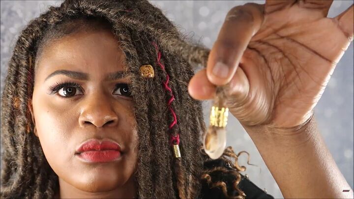 how to use make cute faux locs accessories, Securing the shell accessory with a clasp
