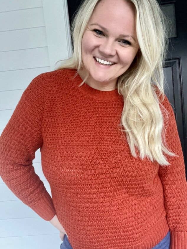 cozy sweater vibes, Orange red cozy sweater