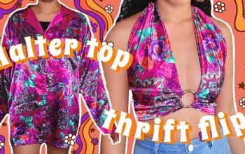 How to Turn an Old Silky Shirt Into a Cute DIY Plunge Halter Top