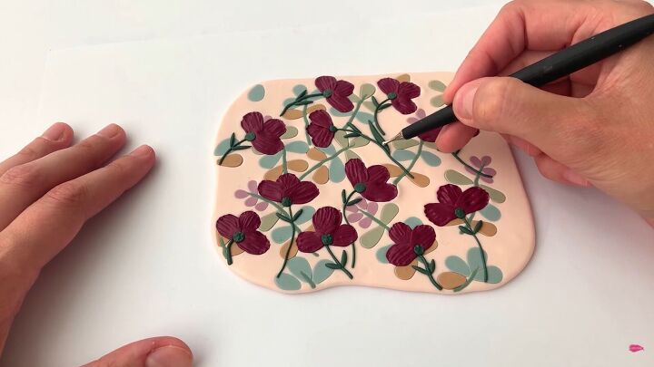 how to make cute polymer clay flower earrings using the slab method, Handmade polymer clay flower earrings