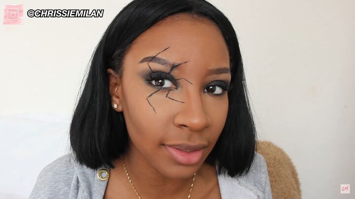 how to do realistic 3d spider makeup for a fun halloween look, Creating 3D spider eye makeup