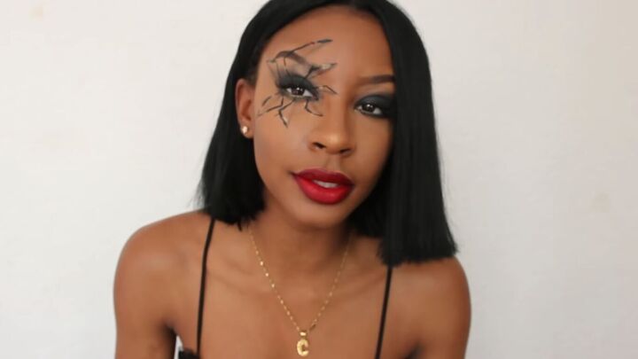 how to do realistic 3d spider makeup for a fun halloween look, 3D spider makeup