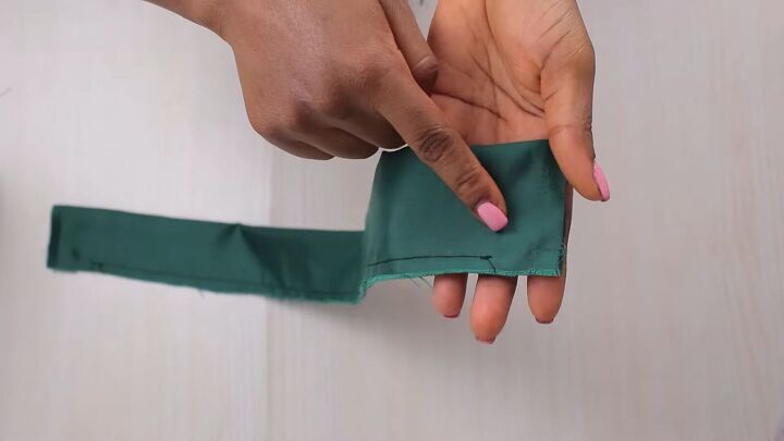 this really easy diy scrunchie tutorial is perfect for beginners, Sewing the long side of the fabric