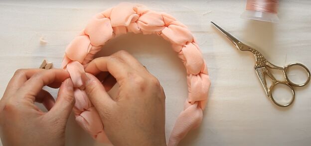 how to easily make a cute knot headband perfect diy gift idea, Fluffing out the knots on the headband
