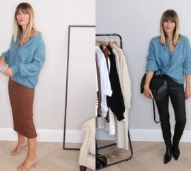 how to build a fall capsule wardrobe with pieces you ll actually wear, Styling a trendy peacock blue cardigan
