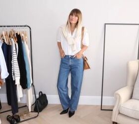 how to build a fall capsule wardrobe with pieces you ll actually wear, Trendy flared jeans for fall