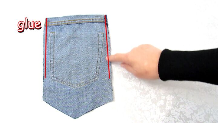 how to make a jean pocket purse with cute fringe detailing, How to make a purse out of jeans