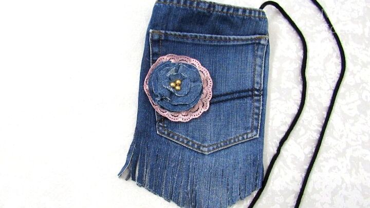 how to make a jean pocket purse with cute fringe detailing, How to make a jean pocket purse