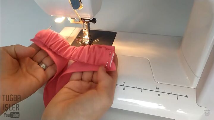 how to easily make a cute diy bow hairband quick simple tutorial, Attaching the elastic to the fabric piece