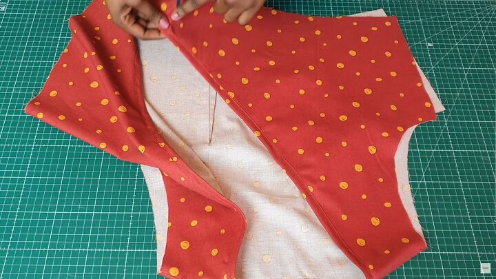 how to sew a super cute diy tie front top step by step tutorial, Adding bias strips to the necklines