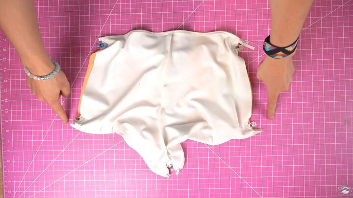 how to make your own boyshort bikini bottoms from scratch, Inserting the front piece into the back piece