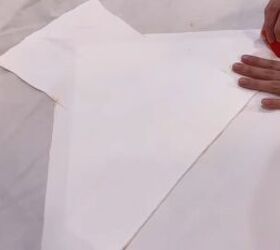 how to easily make your own halter dress bodycon style, Placing the cut triangle on the front piece