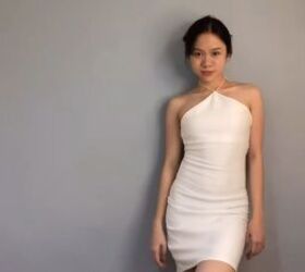 how to easily make your own halter dress bodycon style, DIY halter neck dress in white