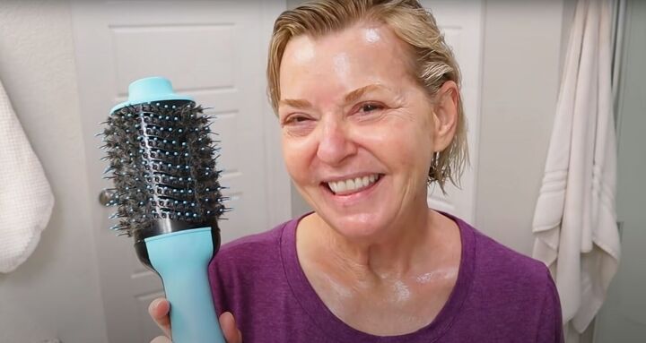 how to style short hair over 50 for youthful volume lift, Blow dryer styling brush
